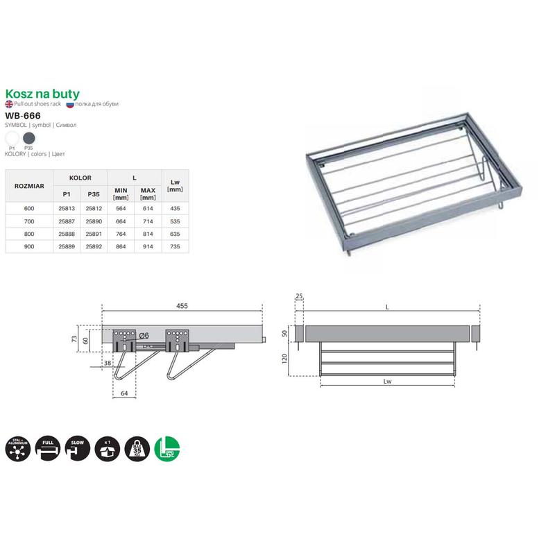 Kosz na buty SYMPHONY 60 - P35 - Antracyt (WB-666-600)