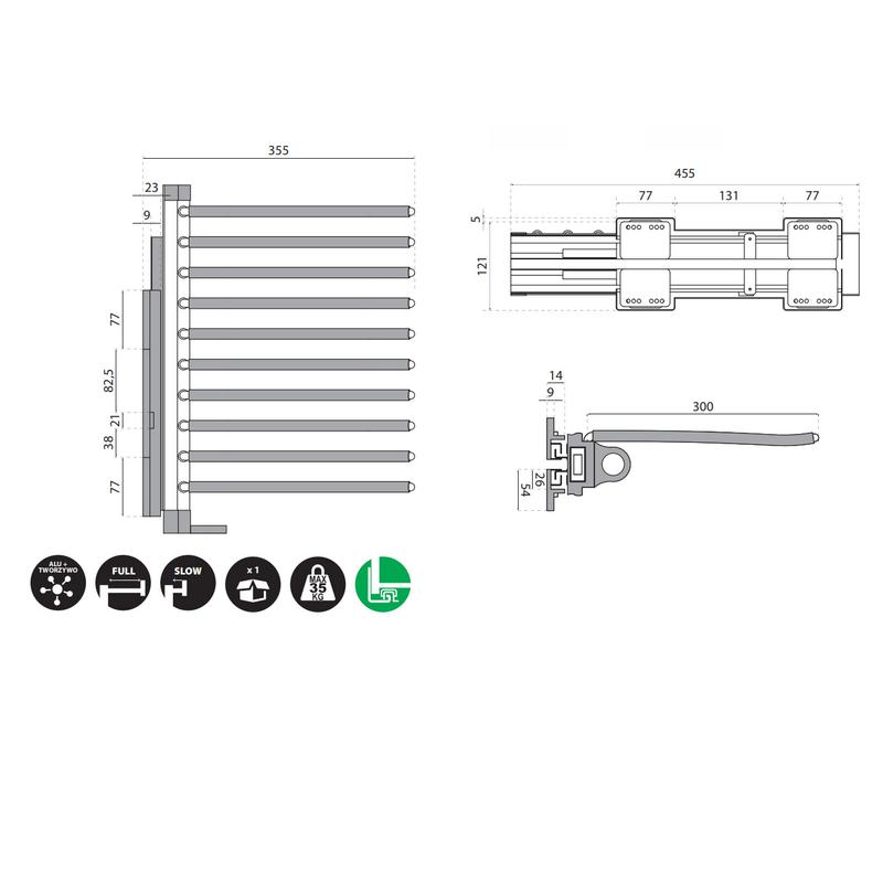 Wieszak boczny na spodnie SYMPHONY P35 - Antracyt (WB-667)