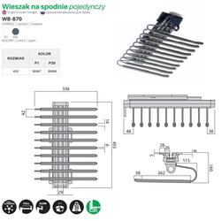 Wieszak na spodnie pojedynczy SYMPHONY P1 - Biały (WB-670)
