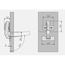 GTV zawias hydrauliczny równoległy 90 stopni, prowadnik 0mm bez euro ZM-HCKT90-3DBEO-S