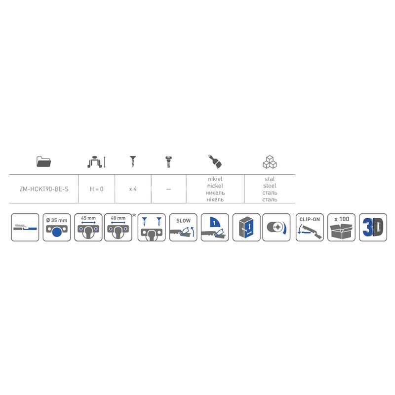 GTV zawias hydrauliczny równoległy 90 stopni, prowadnik 0mm bez euro ZM-HCKT90-3DBEO-S