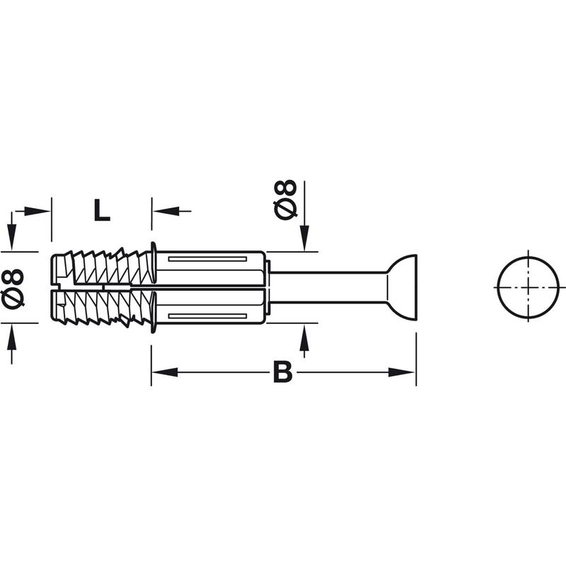 Hafele Trzpień rozporowy Minifix C100 B34/8mm/100szt (262.09.302)