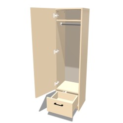 Szafa na cokole jednodrzwiowa z drążkiem i szufladą