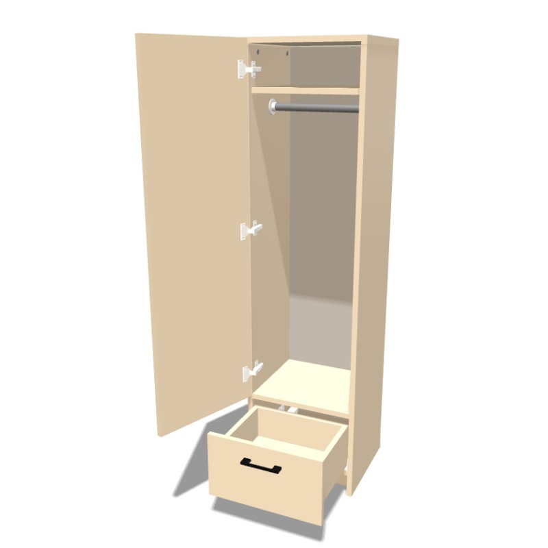 Szafa na cokole jednodrzwiowa z drążkiem i szufladą