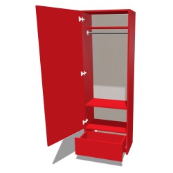 Szafa na cokole jednodrzwiowa z drążkiem i szufladą