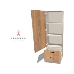 Szafa na cokole jednodrzwiowa z półkami i 2 szufladami