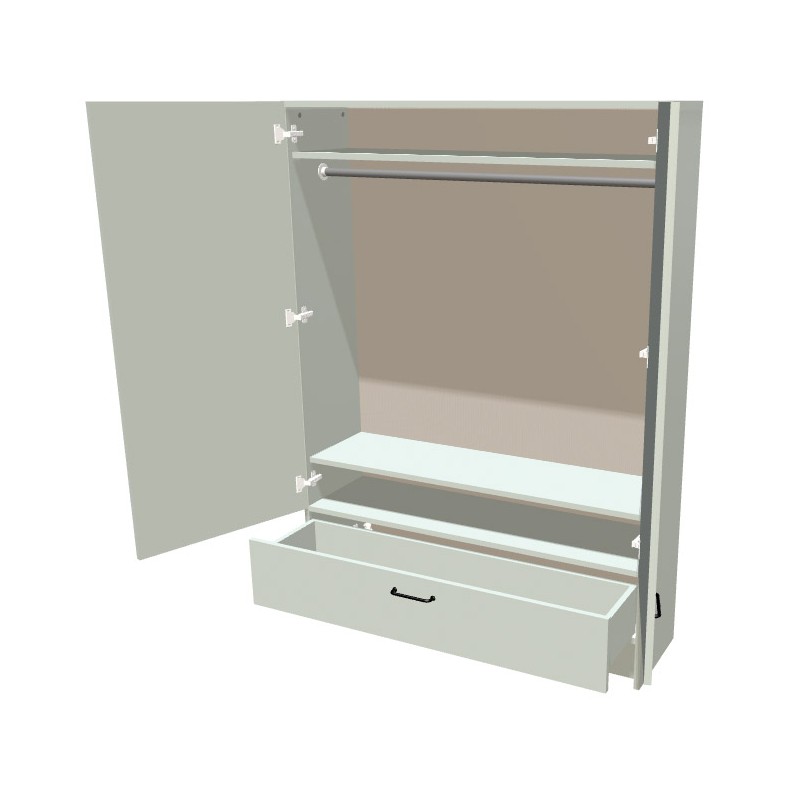 Szafa na cokole dwudrzwiowa z drążkiem i szufladą