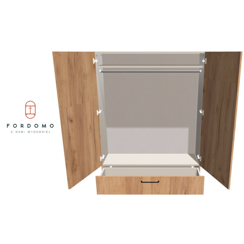 Szafa na cokole dwudrzwiowa z drążkiem i szufladą