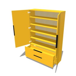 Szafa na cokole dwudrzwiowa z półkami i szufladami