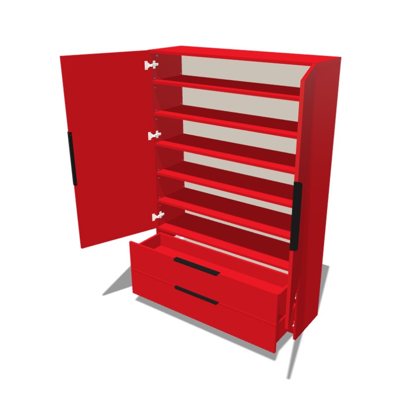 Szafa na cokole dwudrzwiowa z półkami i szufladami