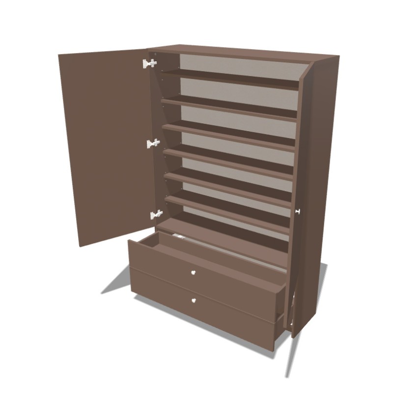 Szafa na cokole dwudrzwiowa z półkami i szufladami