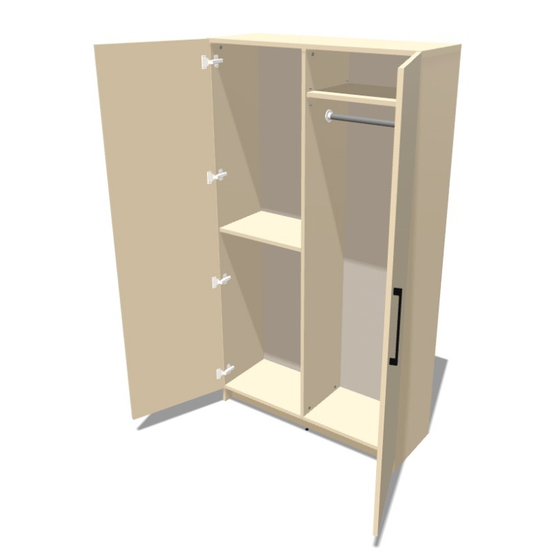 Szafa na cokole dwudrzwiowa z półkami i drążkiem