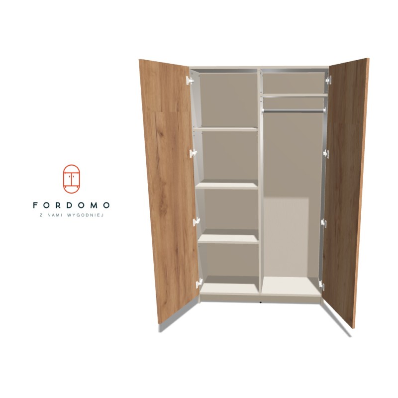 Szafa na cokole dwudrzwiowa z półkami i drążkiem