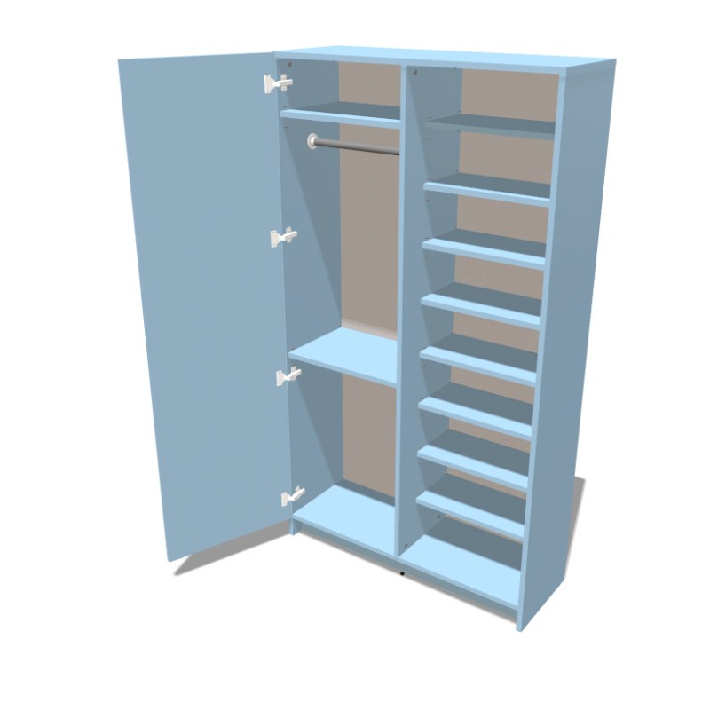 Szafa na cokole dwudrzwiowa z półkami i drążkiem