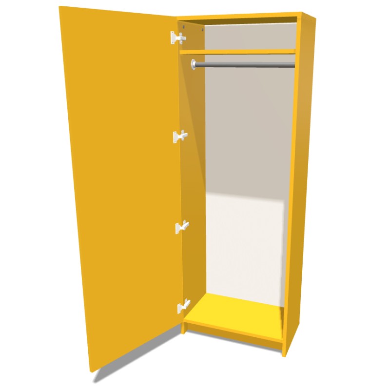 Szafa na cokole jednodrzwiowa z drążkiem na ubrania