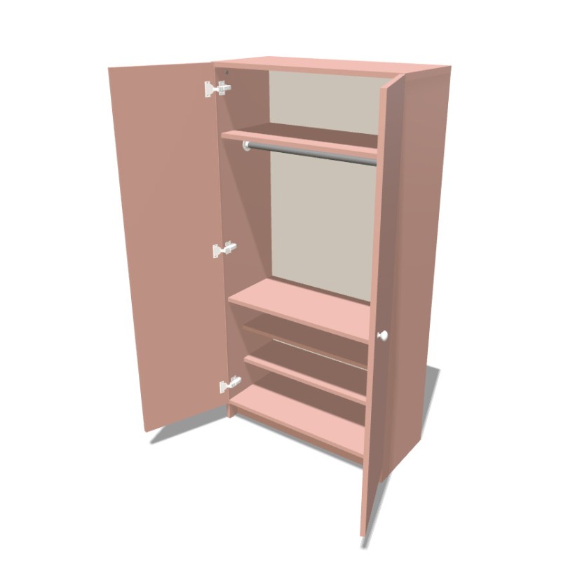 Szafa na cokole dwudrzwiowa z drążkiem na ubrania