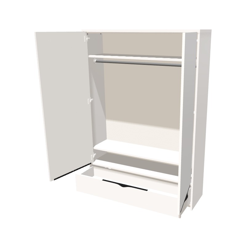 Szafa na cokole dwudrzwiowa z drążkiem i szufladą