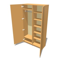 Szafa na cokole dwudrzwiowa z półkami i drążkiem