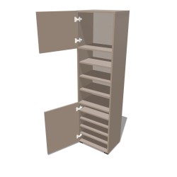 Regał na nóżkach z pojedynczymi drzwiczkami (góra i dół)