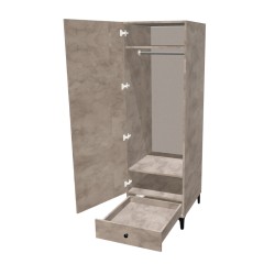 Szafa na nóżkach jednodrzwiowa z drążkiem i szufladą