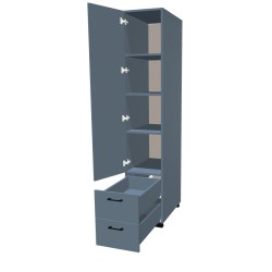 Szafa na nóżkach jednodrzwiowa z półkami i szufladami