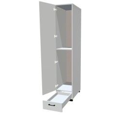 Szafa na nóżkach jednodrzwiowa z półkami i szufladami