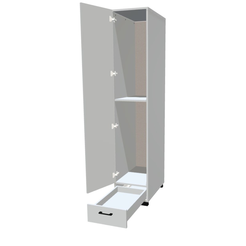 Szafa na nóżkach jednodrzwiowa z półkami i szufladami