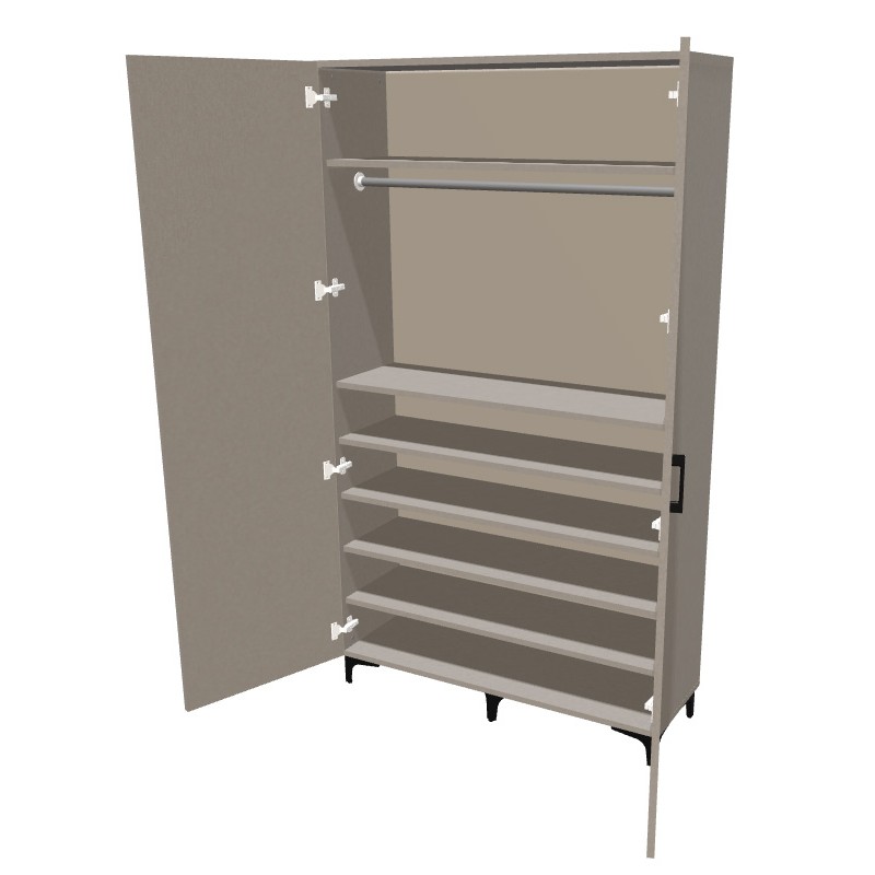 Szafa na nóżkach dwudrzwiowa z drążkiem na ubrania