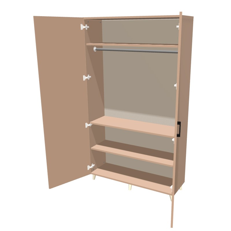 Szafa na nóżkach dwudrzwiowa z drążkiem na ubrania