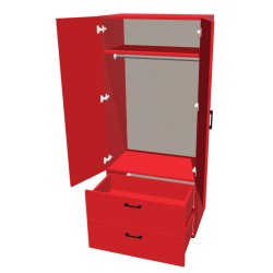 Szafa na nóżkach dwudrzwiowa z drążkiem i szufladą