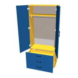 Szafa na nóżkach dwudrzwiowa z drążkiem i szufladą