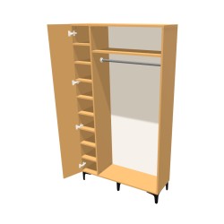 Szafa na nóżkach dwudrzwiowa z półkami i drążkiem