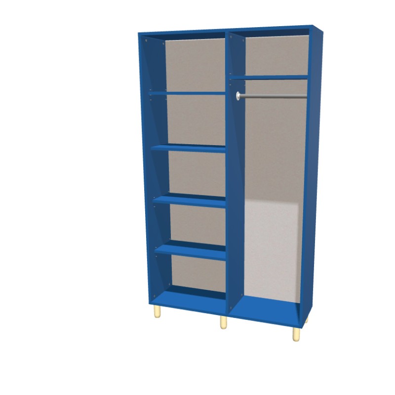 Szafa na nóżkach dwudrzwiowa z półkami i drążkiem_VAR