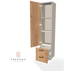 Szafa na nóżkach jednodrzwiowa z półkami i szufladami