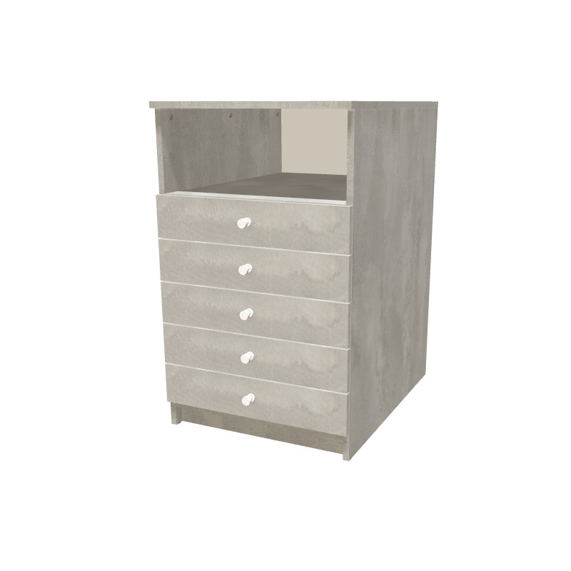 Kontenerek na cokole z szufladami + część otwarta