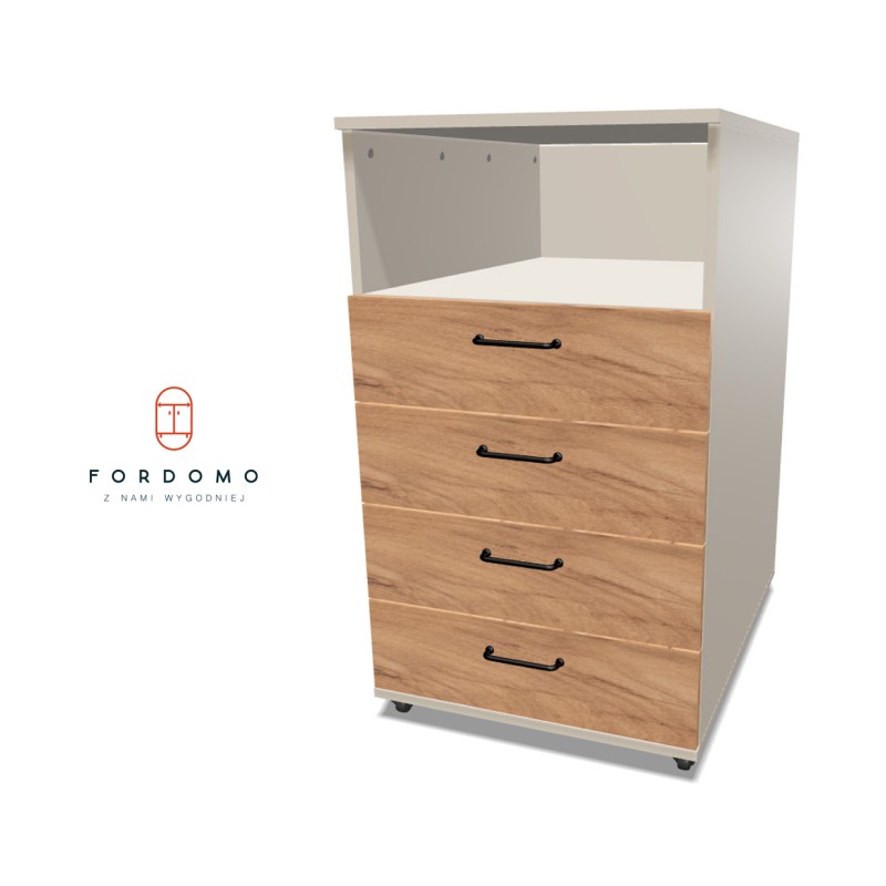 Kontenerek na kółkach z szufladami + część otwarta