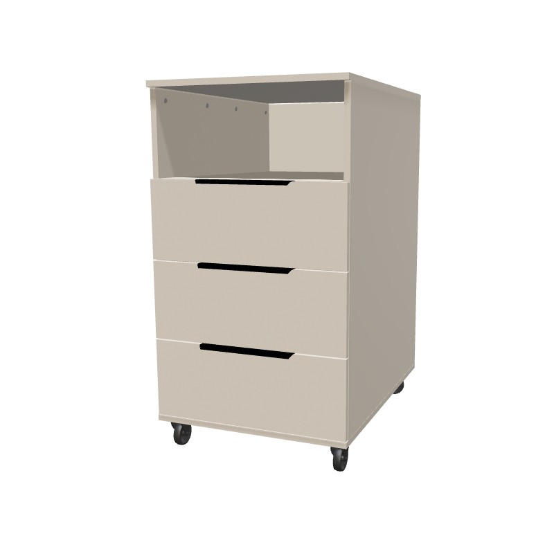 Kontenerek na kółkach z szufladami + część otwarta