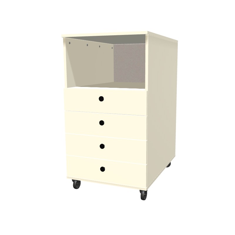 Kontenerek na kółkach z szufladami + część otwarta