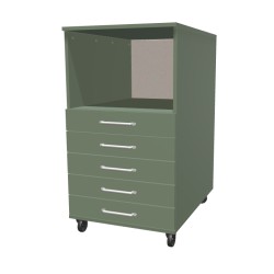 Kontenerek na kółkach z szufladami + część otwarta