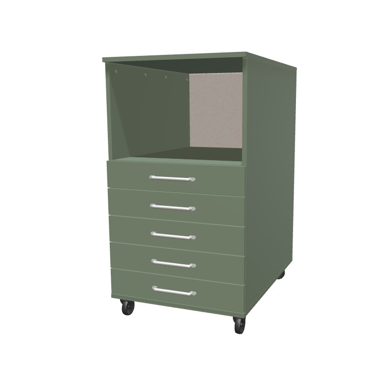 Kontenerek na kółkach z szufladami + część otwarta