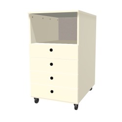 Kontenerek na kółkach z szufladami + część otwarta