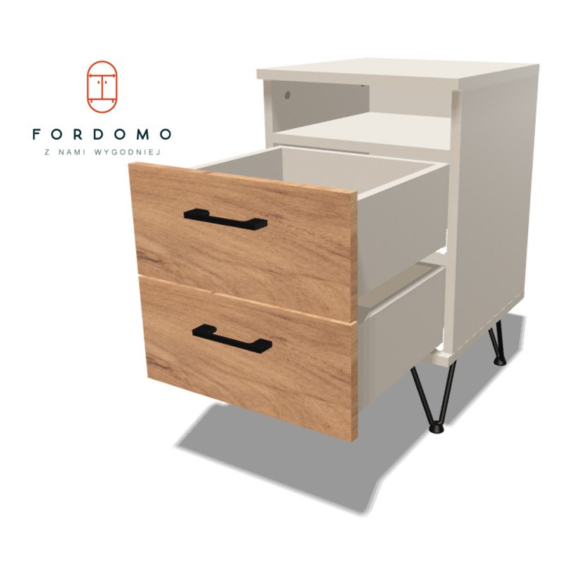 Kontenerek na nóżkach z szufladami + część otwarta