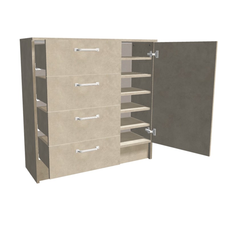 Komoda na cokole z szufladami i półkami (L)