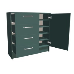 Komoda na cokole z szufladami i półkami (L)