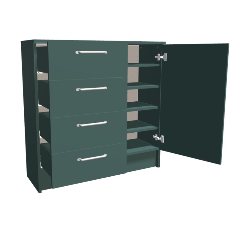 Komoda na cokole z szufladami i półkami (L)