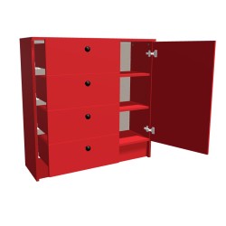 Komoda na cokole z szufladami i półkami (L)