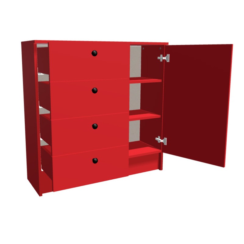 Komoda na cokole z szufladami i półkami (L)