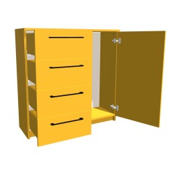 Komoda na cokole z szufladami i półkami (L)