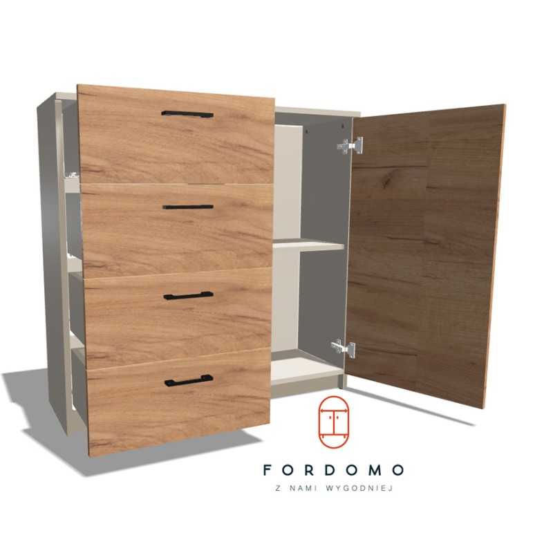 Komoda na cokole z szufladami i półkami (L)