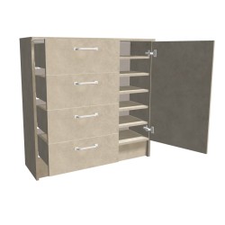 Komoda na cokole z szufladami i półkami (L)